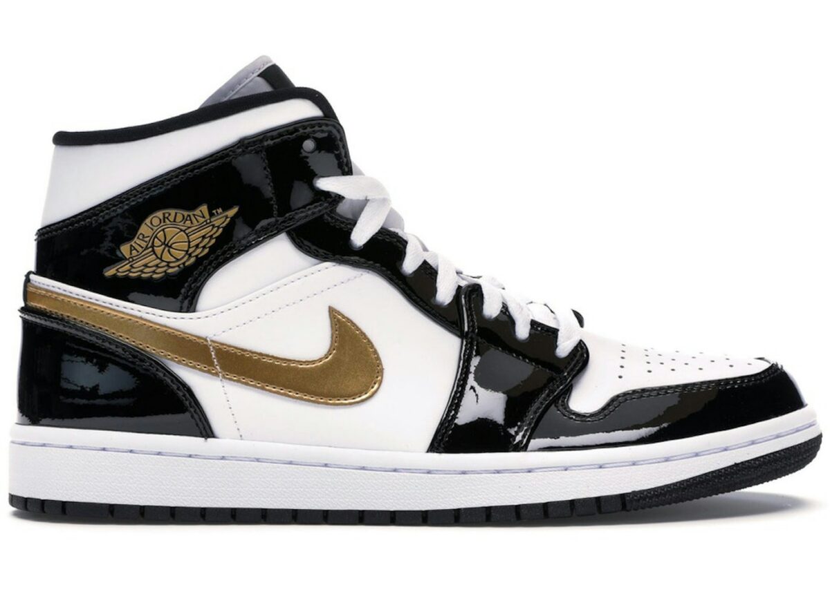 852542-007.jpg Jordan 1 Mid Patent Black White Gold - 852542-007 - Acquista su ResellPiacenza