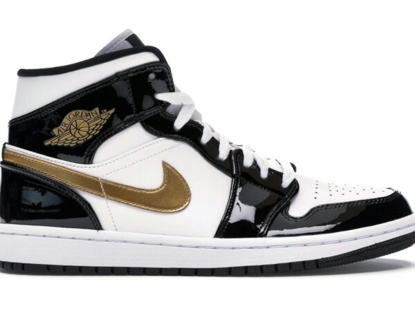 Jordan 1 Mid Patent Black White Gold - 852542-007 - Acquista su ResellPiacenza