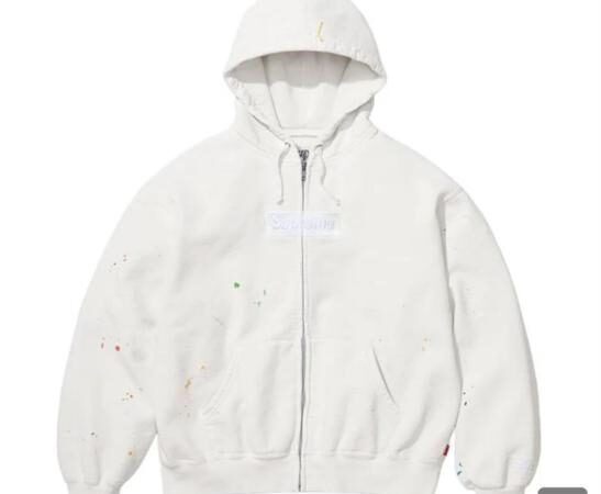 Supreme®/MM6 Maison Margiela Box Logo Zip Up Hooded Sweatshirt (SS26, White)