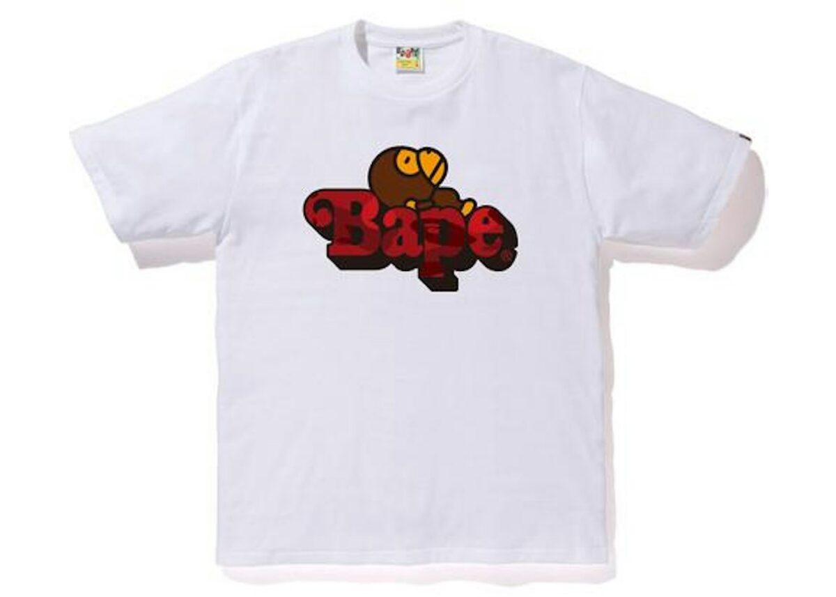 BAPE Color Camo Milo On Bape T-Shirt White/Red - bape-color-camo-milo-on-bape-t-shirt-white-red - Acquista su ResellPiacenza