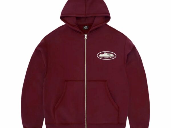 Corteiz Alcatraz Full Zip Hoodie (Burgundy)