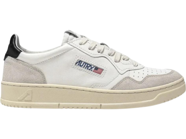 Autry Medalist Leather Low White Black Beige (Women's)