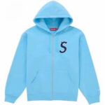 Supreme Devil S Logo Zip Up Hooded Sweatshirt Light Blue