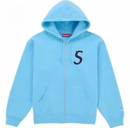 Supreme Devil S Logo Zip Up Hooded Sweatshirt Light Blue
