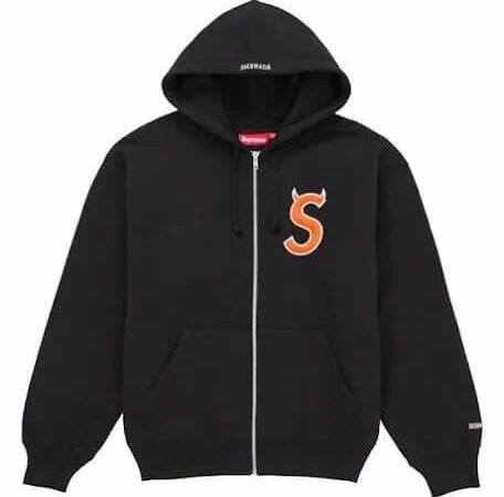 Supreme Devil S Logo Zip Up Hooded Sweatshirt Black