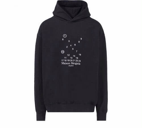Maison Margiela Numbers Logo Hooded Sweatshirt Black