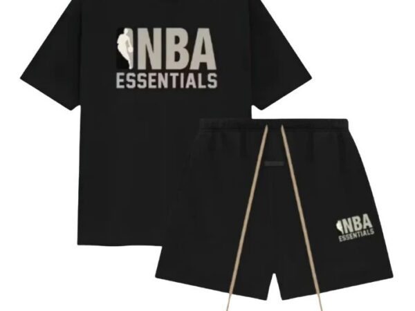 Fear of God Essentials x NBA T-Shirt + Shorts Set Black Tonal